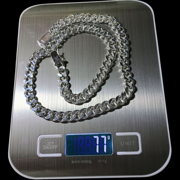 11mm Solid Sterling Silver Cuban Link Chain 22 Inch Long - Picture 5 of 6